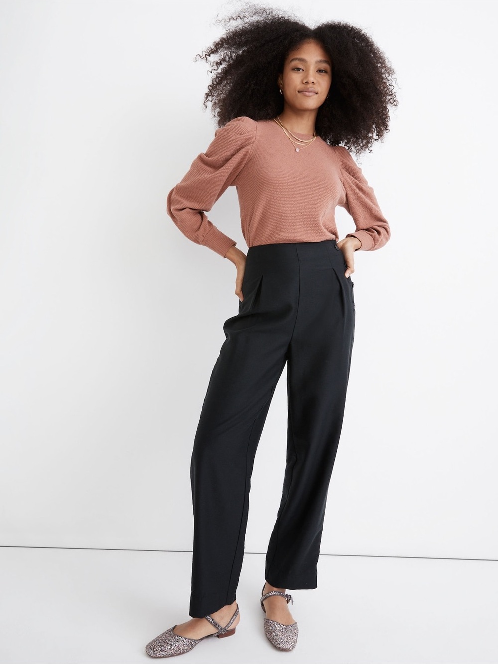 NWT MADEWELL Side-Button Tapered Crop Pants